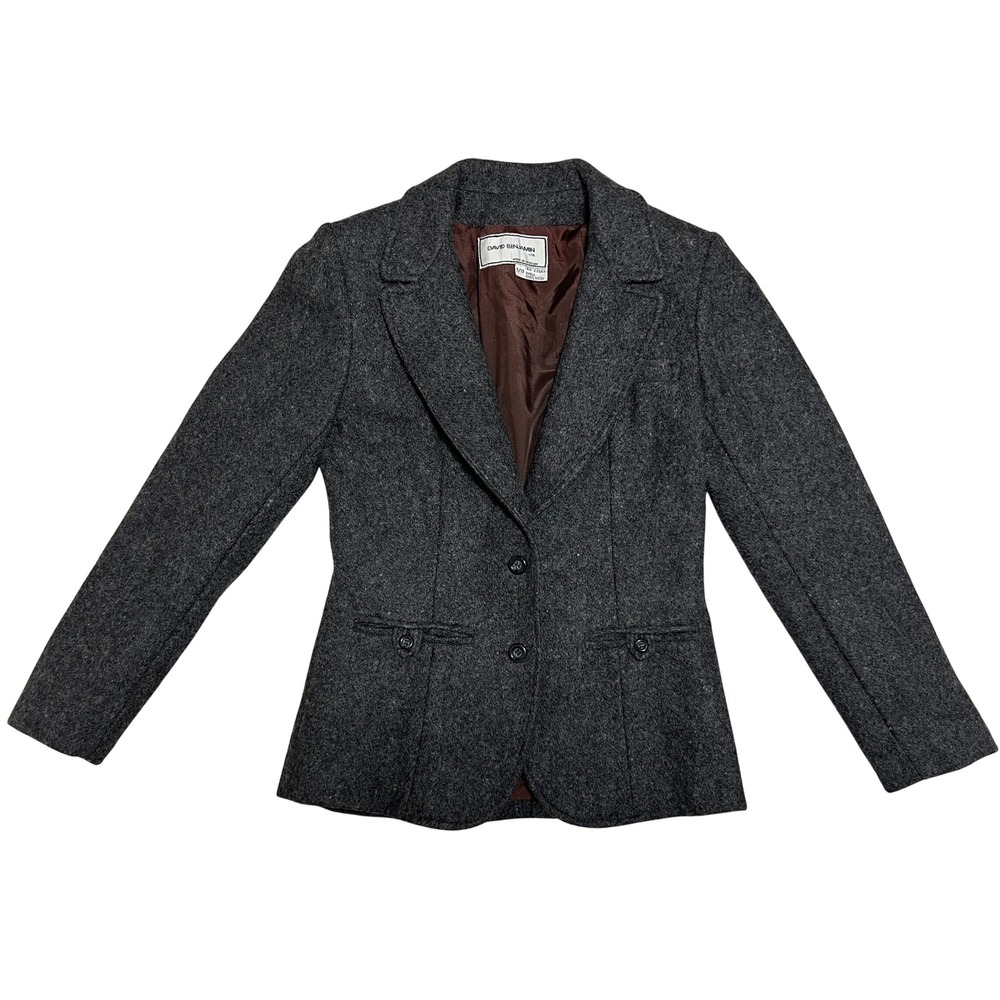 Women's XS David‎ Benjamin Ltd Gray 100% Wool Tweed Sport Blazer #23243